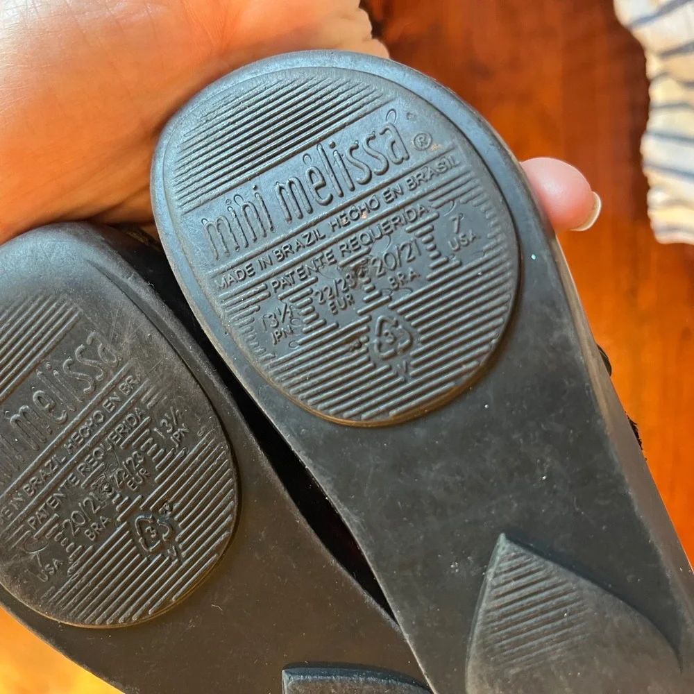 Mini Melissa Ultragirl Black Cat Jelly‎ Mary Jane Flats Toddler Size 7 US